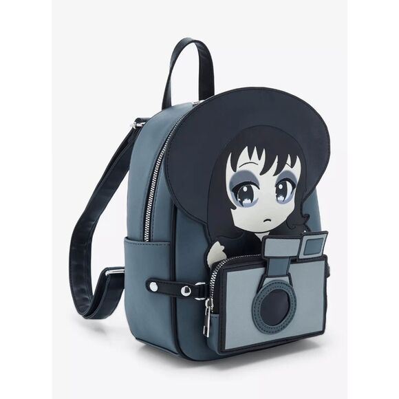 Her Universe Beetlejuice Chibi Lydia Goth Emo Camera Mini Backpack - Picture 2 of 4